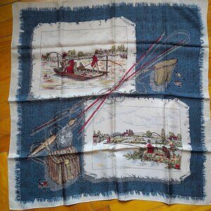 Unique Light 100% Silk Fly Fishing Sceneries Scarf